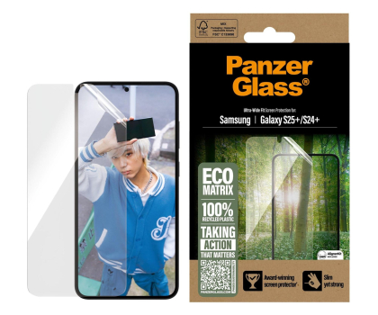 Szkło i folia ochronna PanzerGlass Eco Matrix Ultra-Wide Fit do Samsung Galaxy S25+